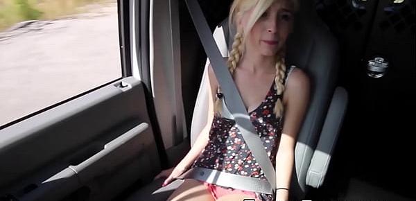  Lovely petite blonde pays for a ride with some rough fucking